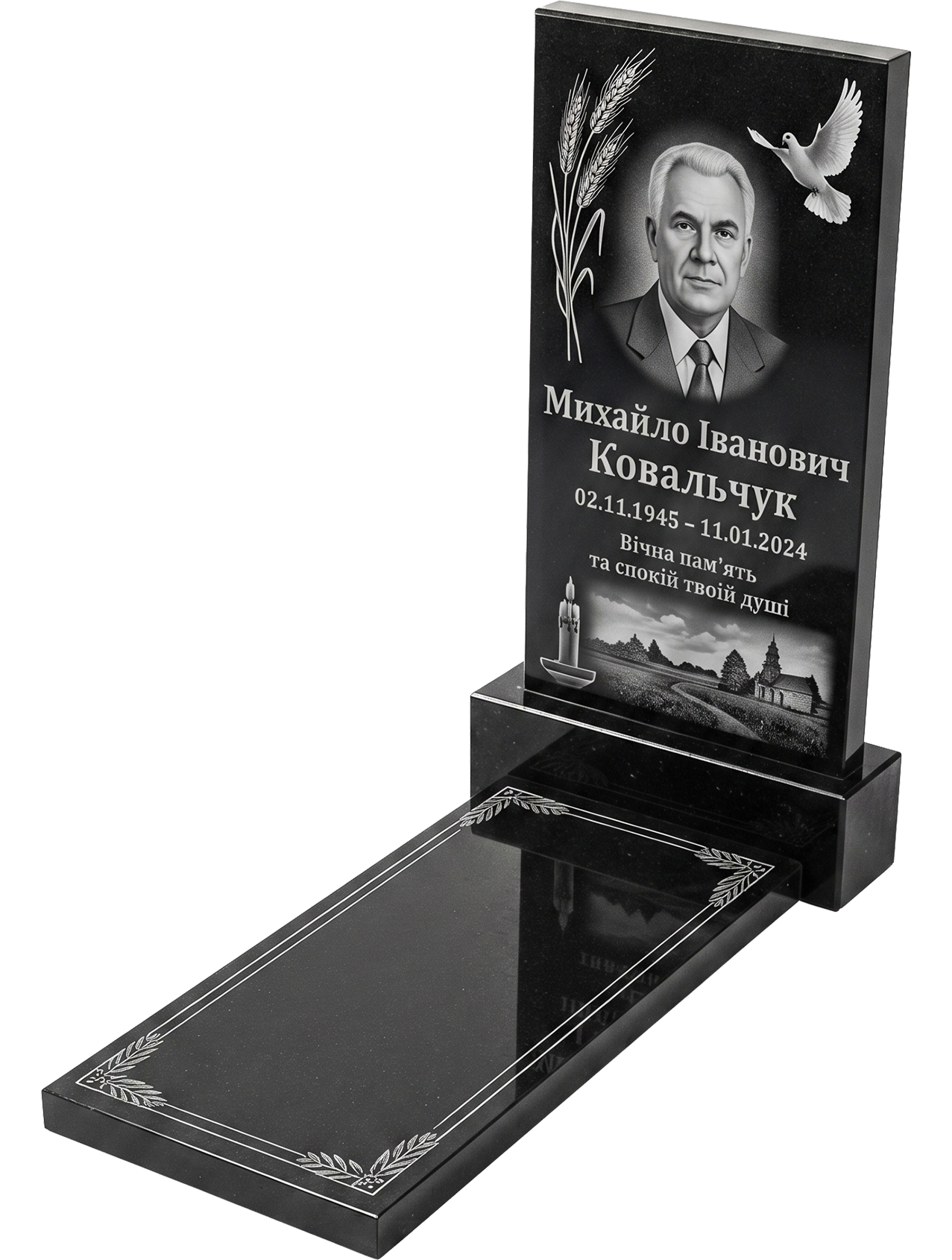Вертикальний пам'ятник із надгробною плитою 100×50×5 (одинарний) VP100 — Зібрано